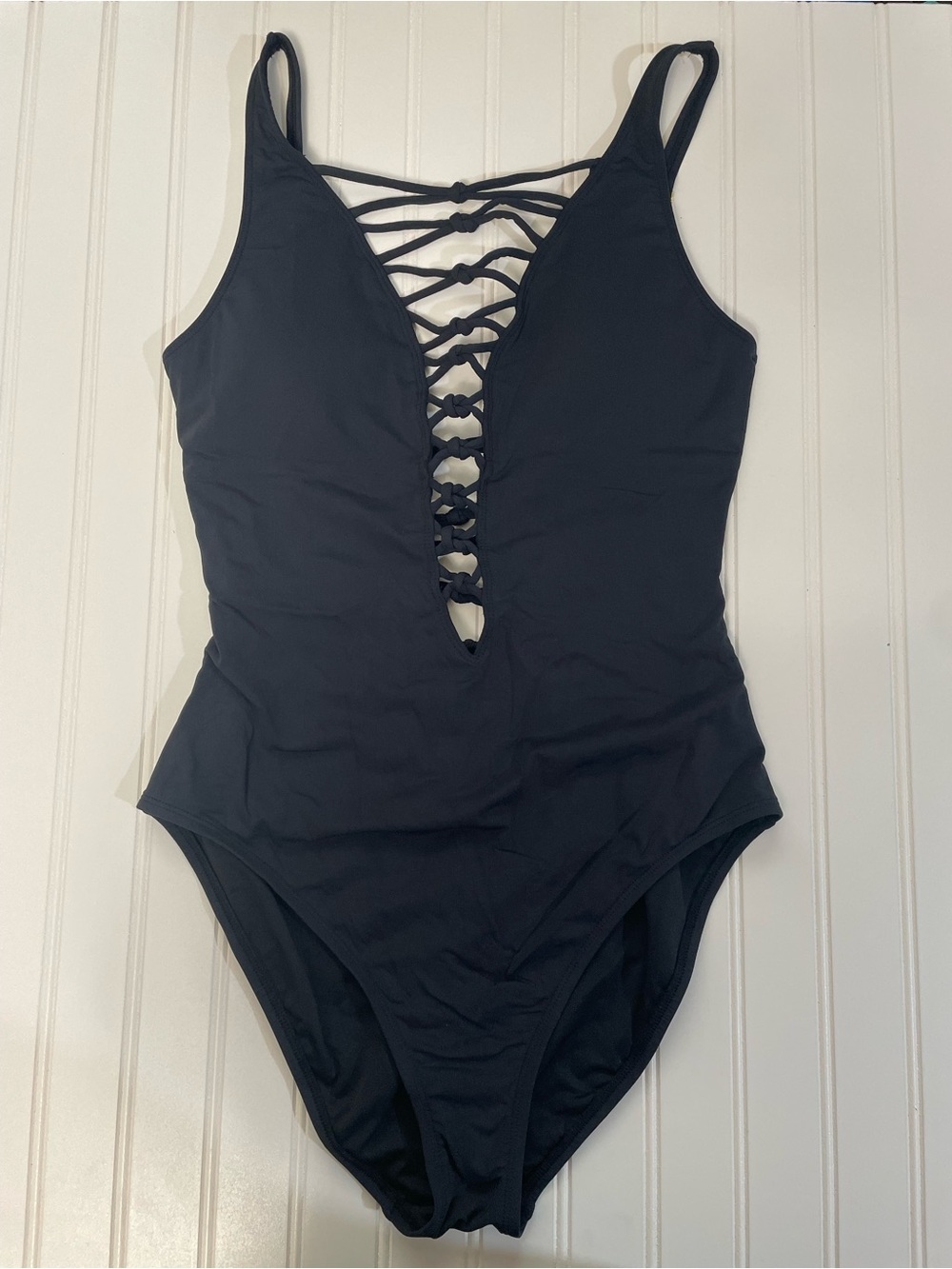 BLEU ROD BEATTIE core-lace-down mio one-piece swimsuit in black Size 8